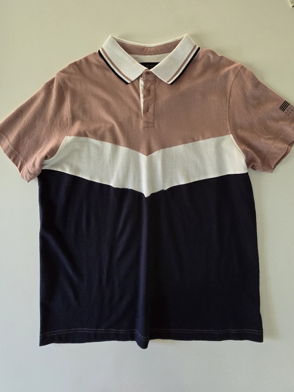 Men's Colorblock Polo Shirt - Pink, White & Navy